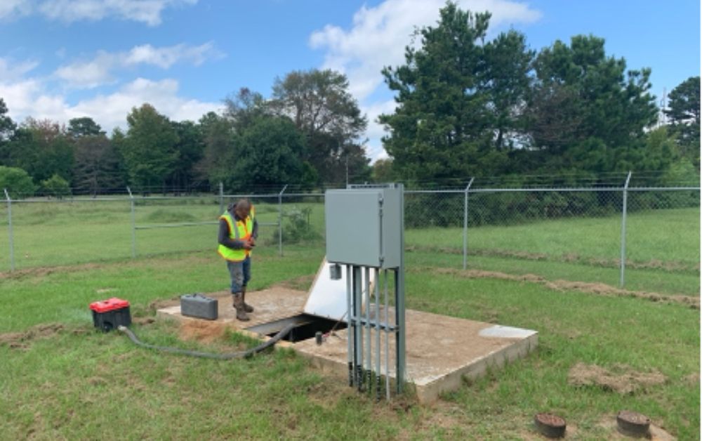 A wholesale water meter being tested at a utility