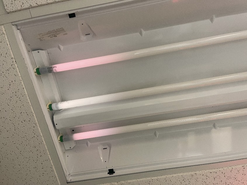 Old lighting fixture in a medical office building